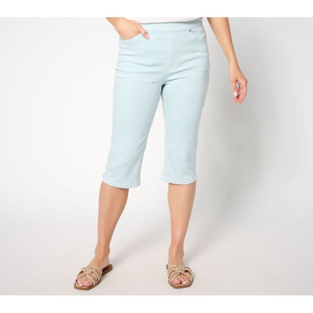 Liberare Women's Petite Pants 18P True Denim Printed Pedal Pusher Blue A644118
